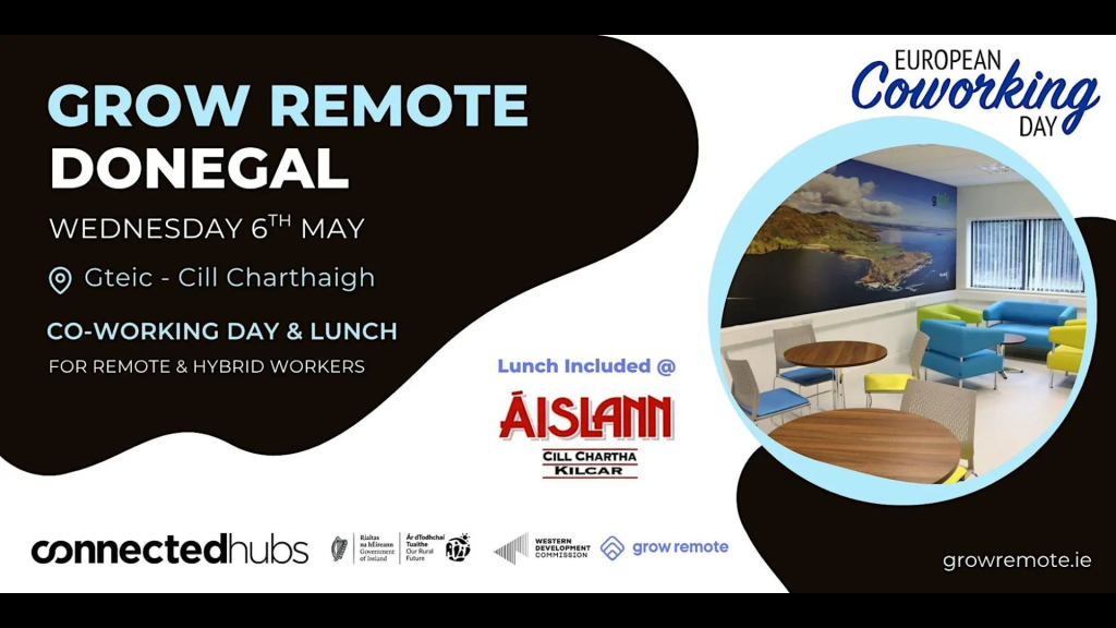 Read more about the article IN-PERSON: European Coworking Day for remote & hybrid workers in gteic Cill Charthaigh